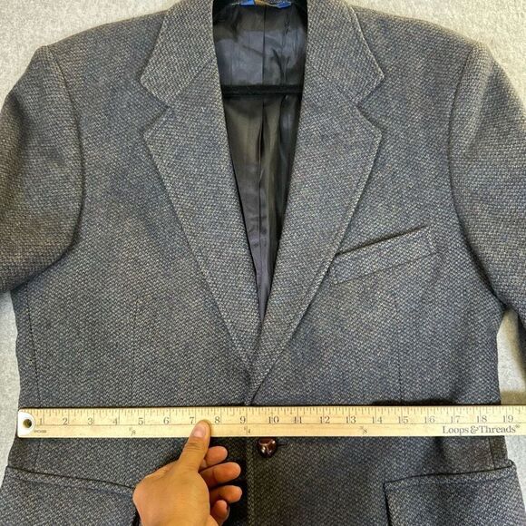 Pendleton mens blazer jacket size 42 elbow patch dark grey business corpcore - Picture 14 of 14